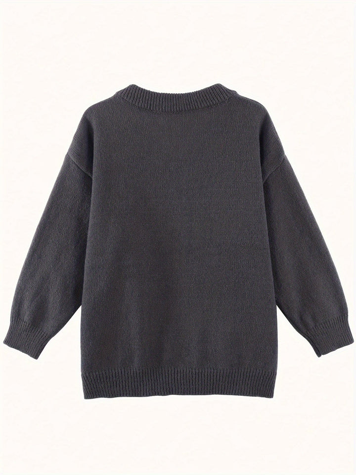 Levoire | Grande Taille Pull À Encolure En V Avec Manches Longues Pour Femmes Gris