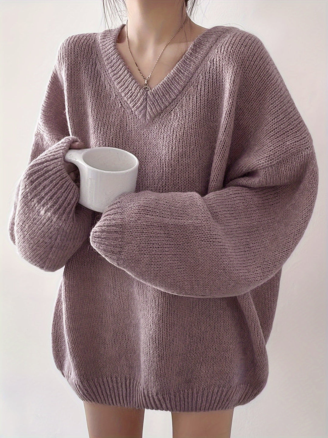 Levoire | Grande Taille Pull À Encolure En V Avec Manches Longues Pour Femmes