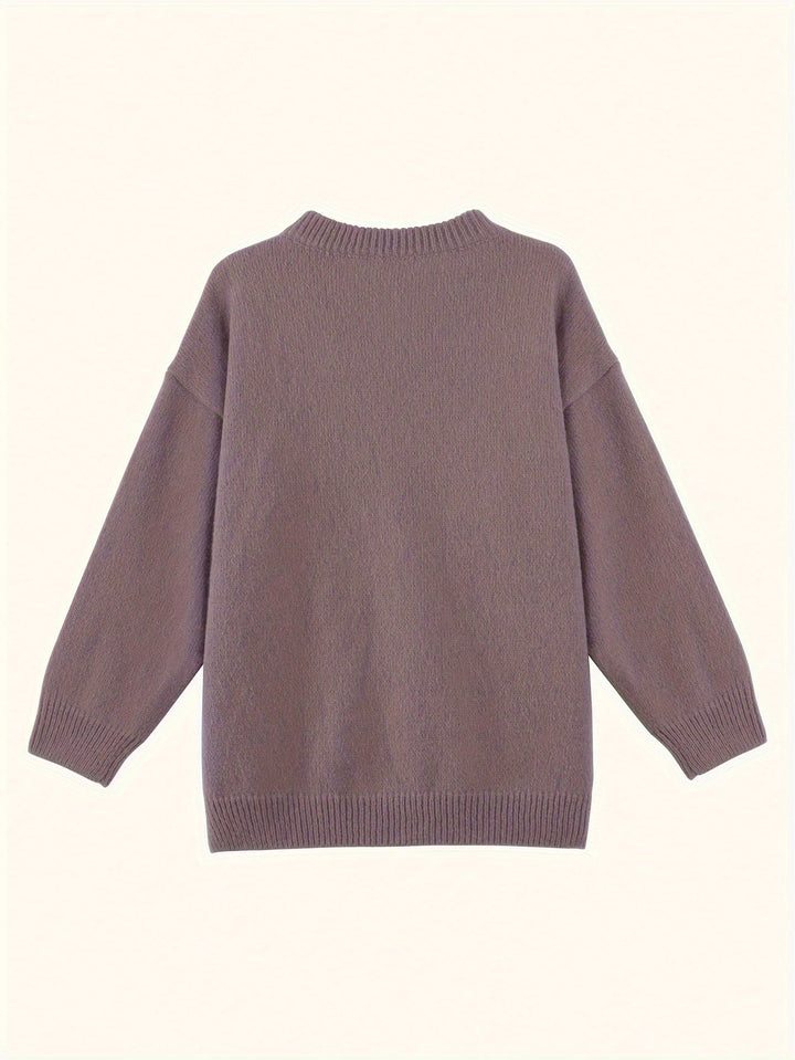 Levoire | Grande Taille Pull À Encolure En V Avec Manches Longues Pour Femmes Helllila