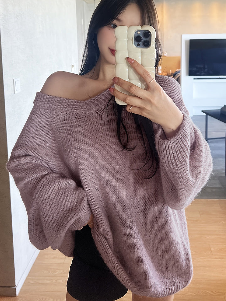 Levoire | Grande Taille Pull À Encolure En V Avec Manches Longues Pour Femmes