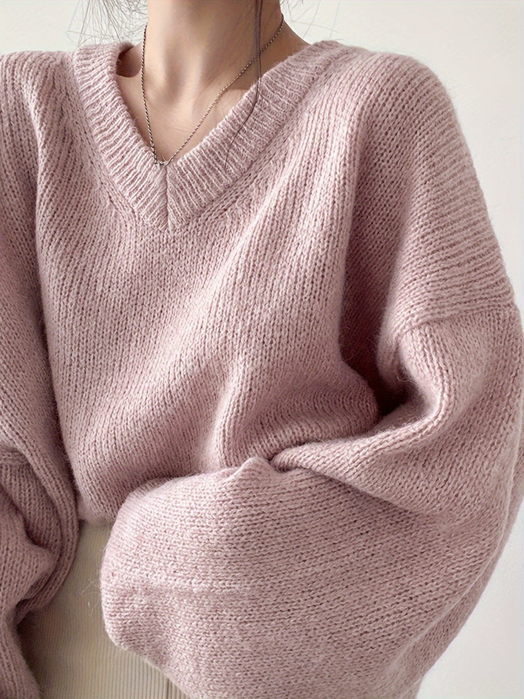 Levoire | Grande Taille Pull À Encolure En V Avec Manches Longues Pour Femmes