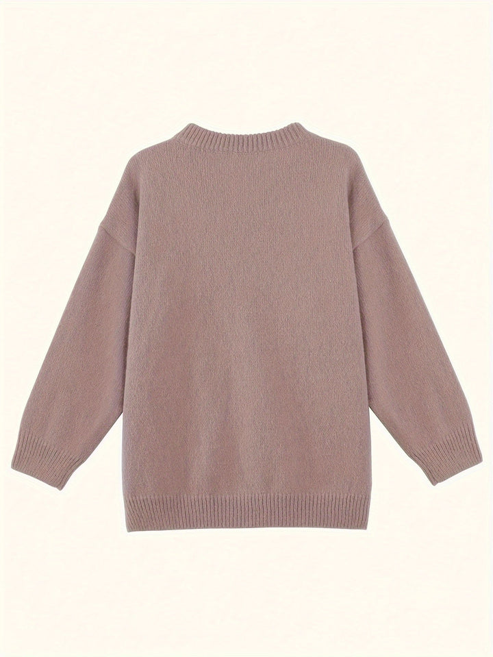 Levoire | Grande Taille Pull À Encolure En V Avec Manches Longues Pour Femmes Rosa