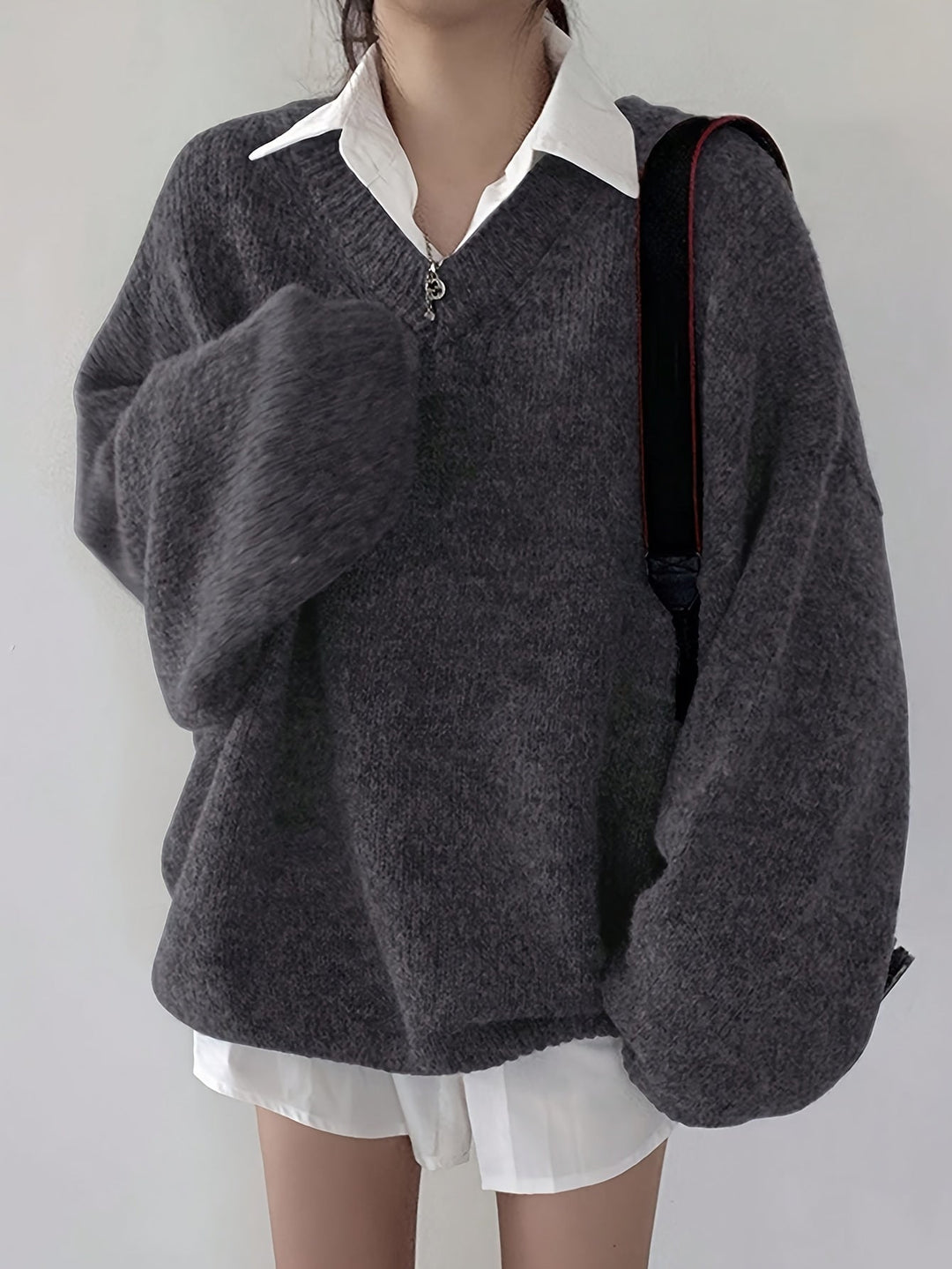 Levoire | Grande Taille Pull À Encolure En V Avec Manches Longues Pour Femmes