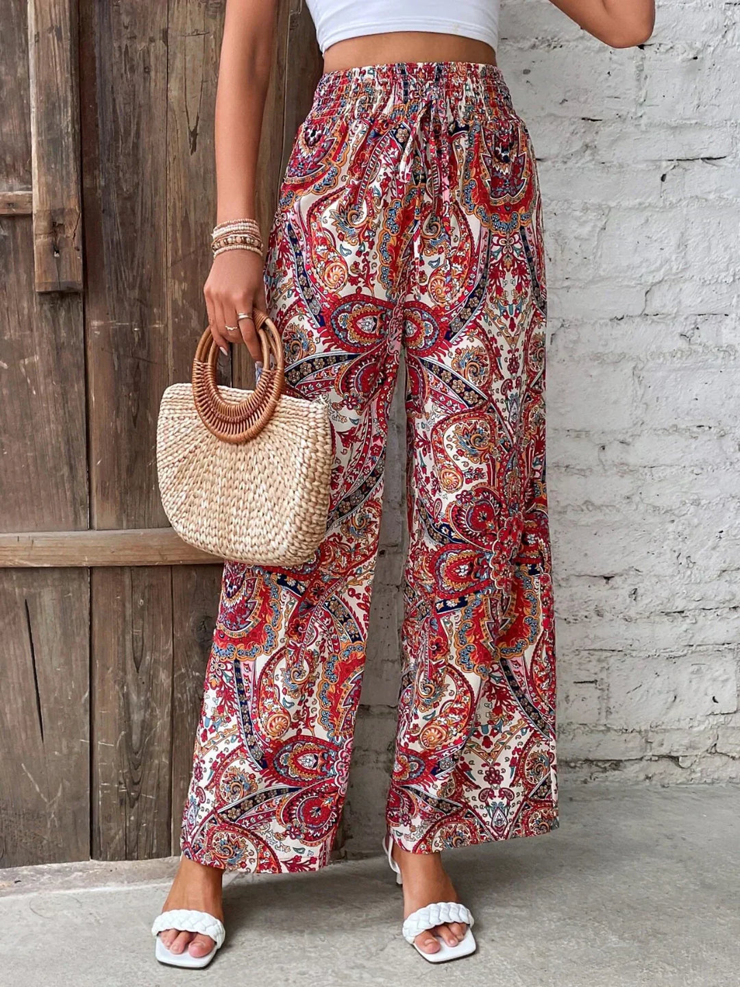 Levoire | Pantalon Palazzo Pour Femmes Taille Haute À Jambes Larges Boho