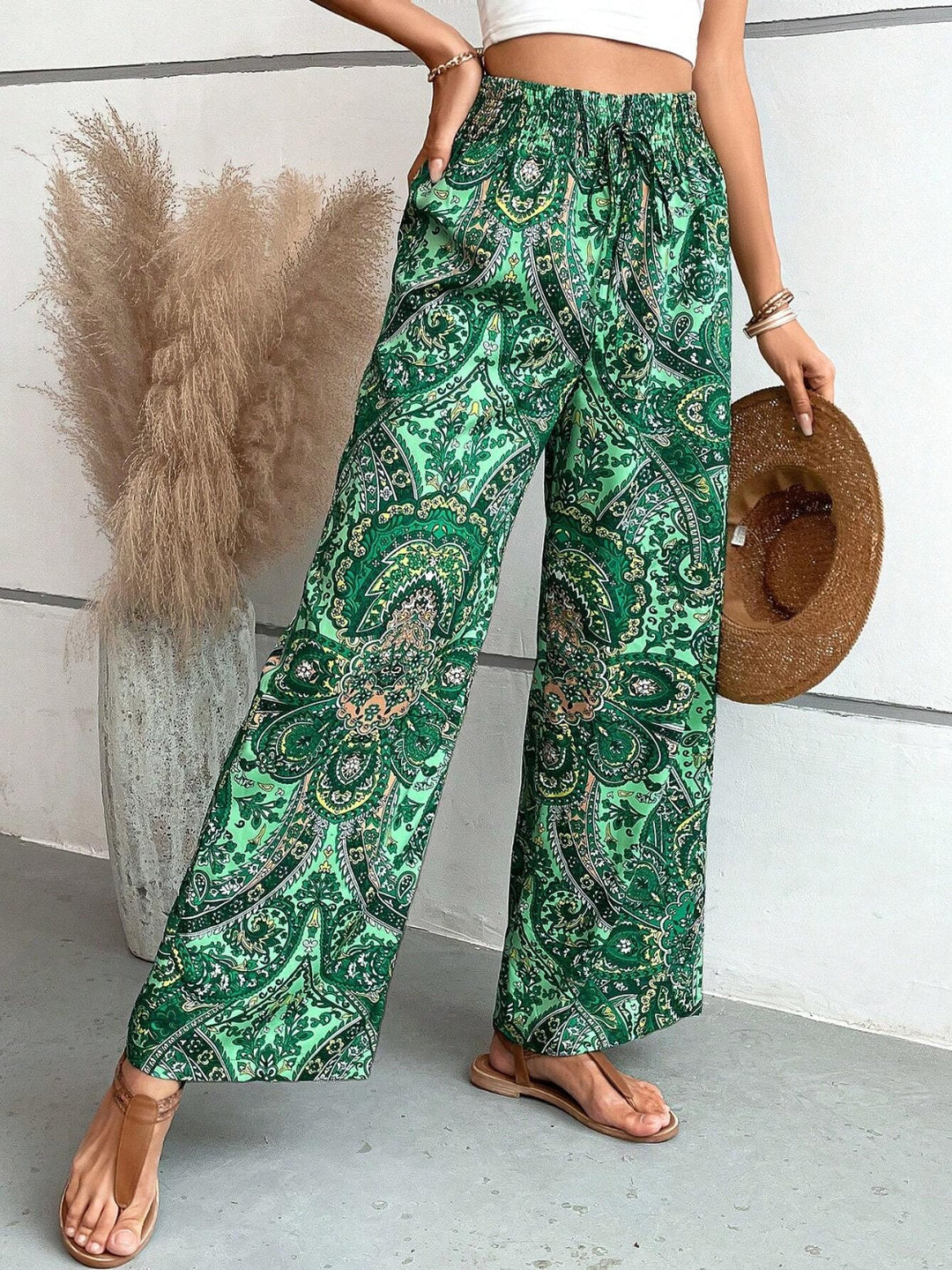 Levoire | Pantalon Palazzo Pour Femmes Taille Haute À Jambes Larges Boho