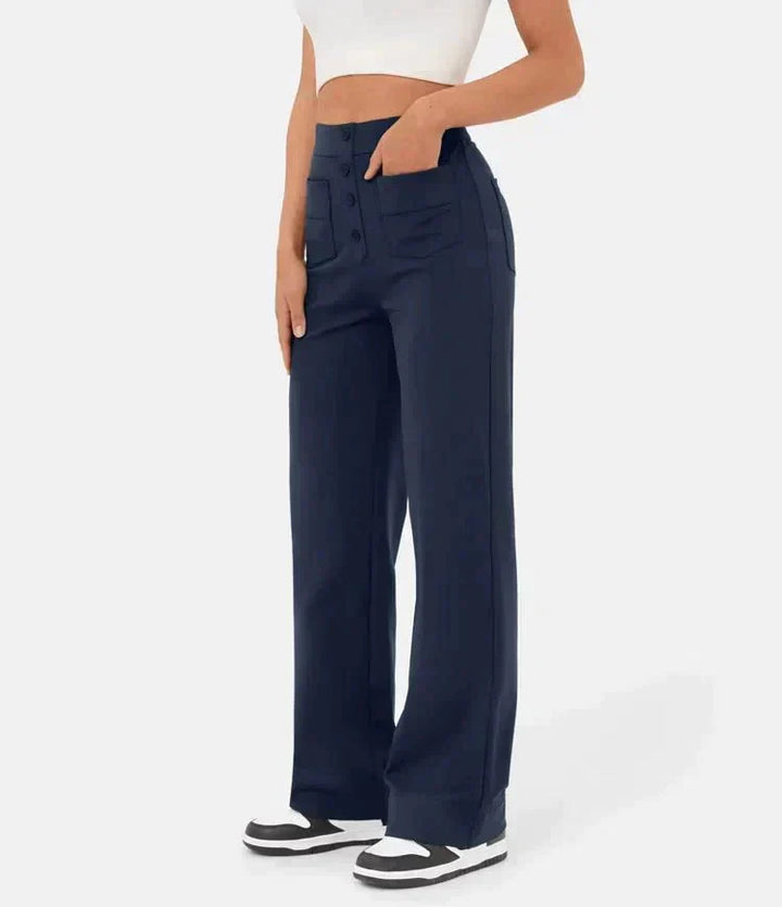Levoire | Pantalon Stretch Taille Haute Confortable Pour Femme Marine bleu