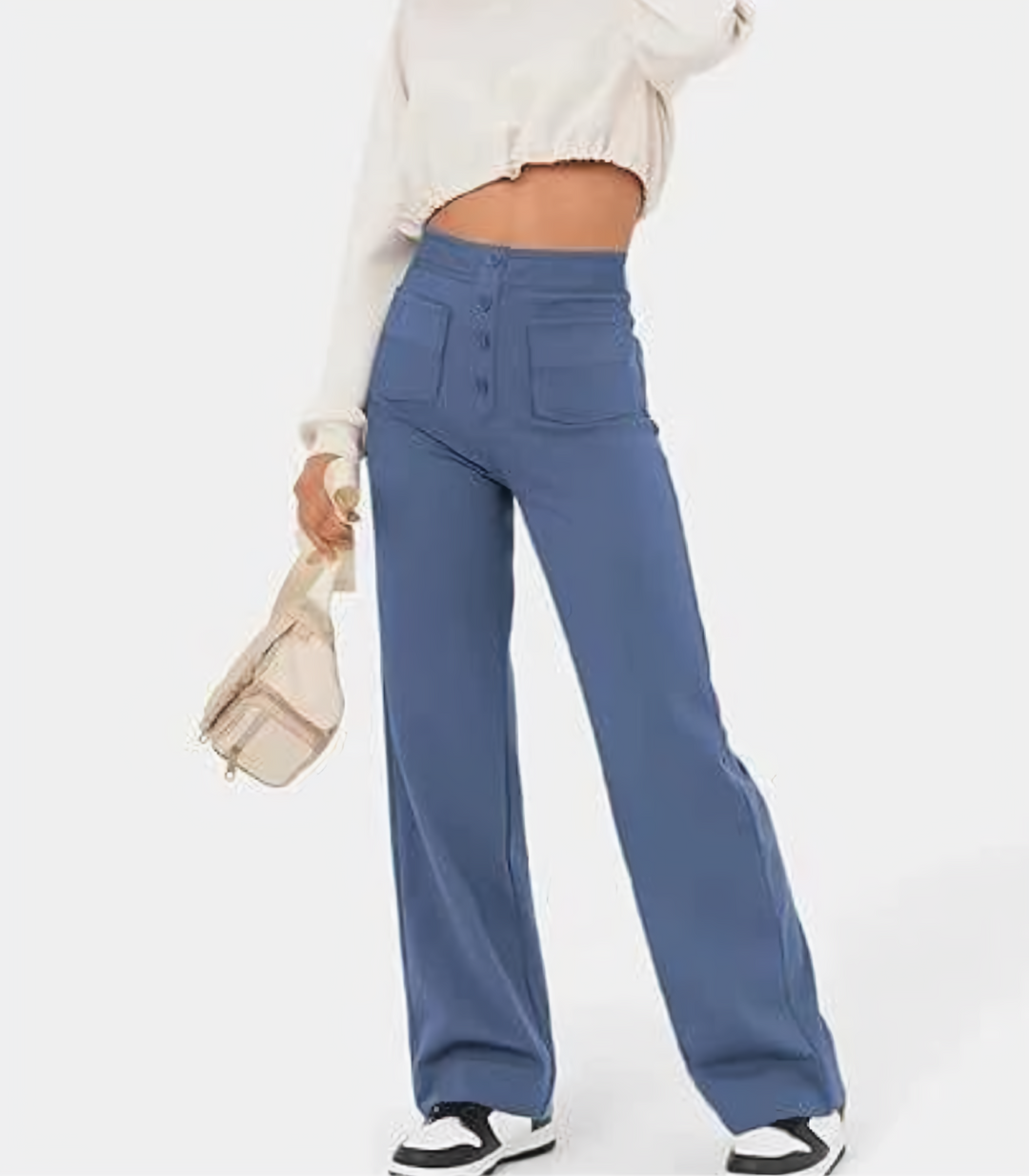 Levoire | Taille Haute Taille Élastique Poches Avec Jambes Amples Vêtements Femme Bleu clair