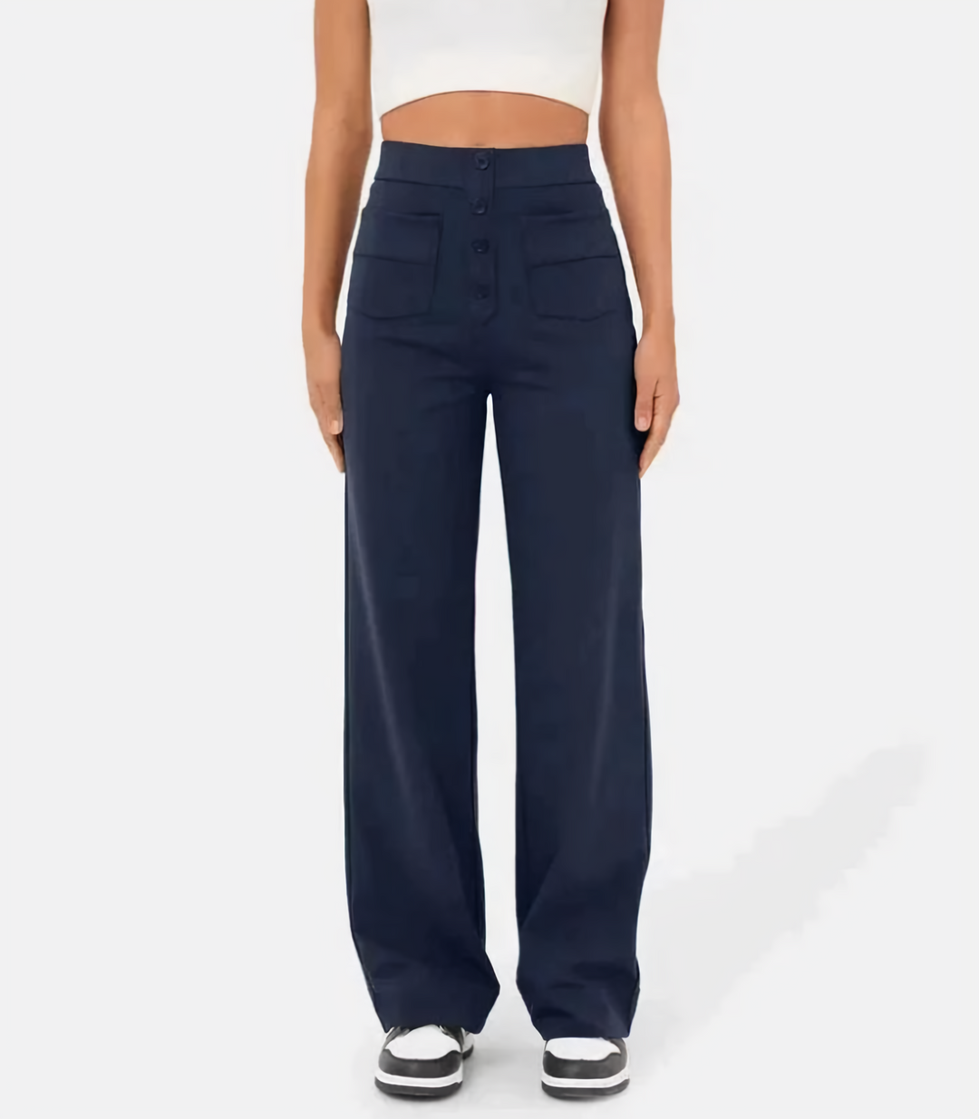 Levoire | Taille Haute Taille Élastique Poches Avec Jambes Amples Vêtements Femme Bleu marine
