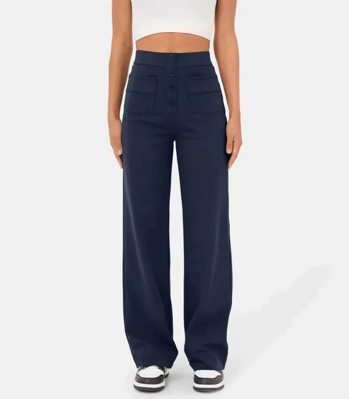 Levoire | Taille Haute Taille Élastique Poches Avec Jambes Amples Vêtements Femme Bleu marine