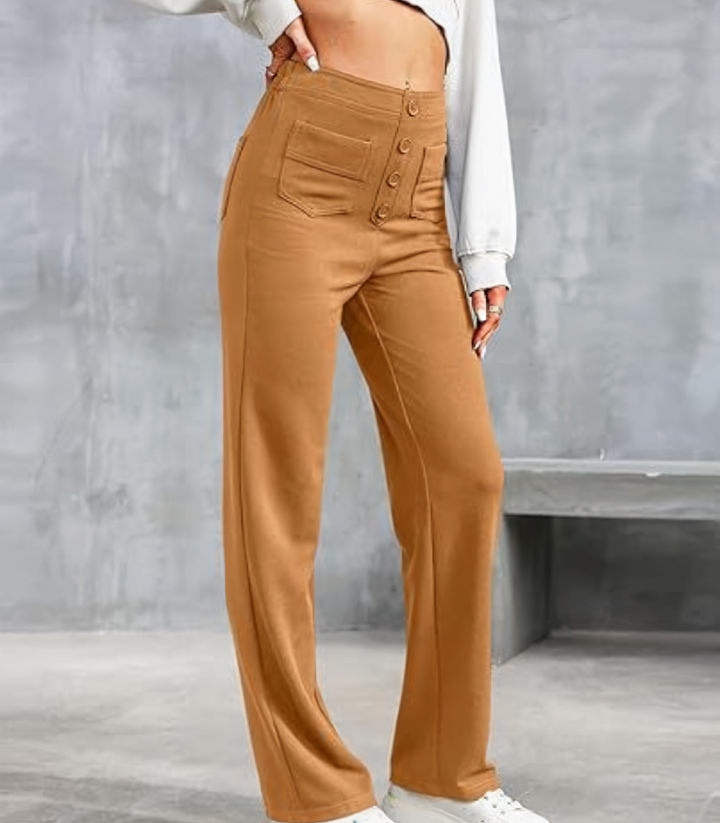 Levoire | Taille Haute Taille Élastique Poches Avec Jambes Amples Vêtements Femme Marron