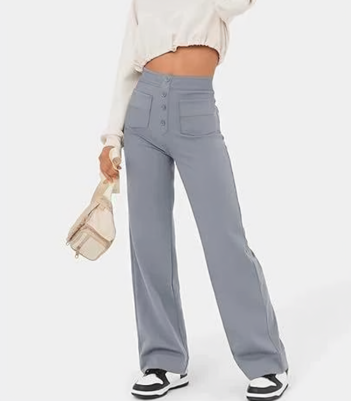 Levoire | Taille Haute Taille Élastique Poches Avec Jambes Amples Vêtements Femme Gris