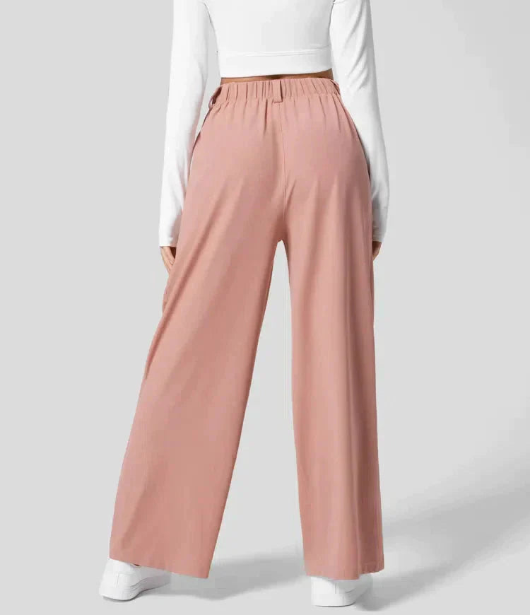 Levoire | Pantalon Femme Avec Jambe Large, Taille Élastique Et Taille Haute