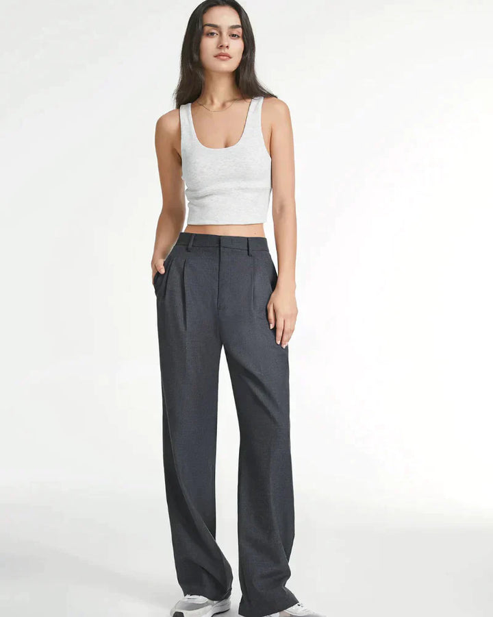 Levoire | Pantalon Plissé Taille Haute À Jambe Large Pour Femmes