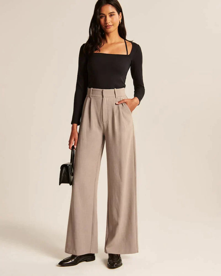 Levoire | Pantalon Plissé Taille Haute À Jambe Large Pour Femmes