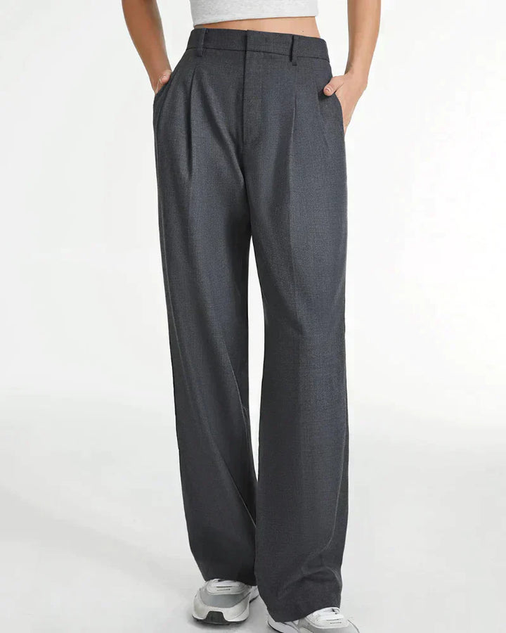 Levoire | Pantalon Plissé Taille Haute À Jambe Large Pour Femmes Gris