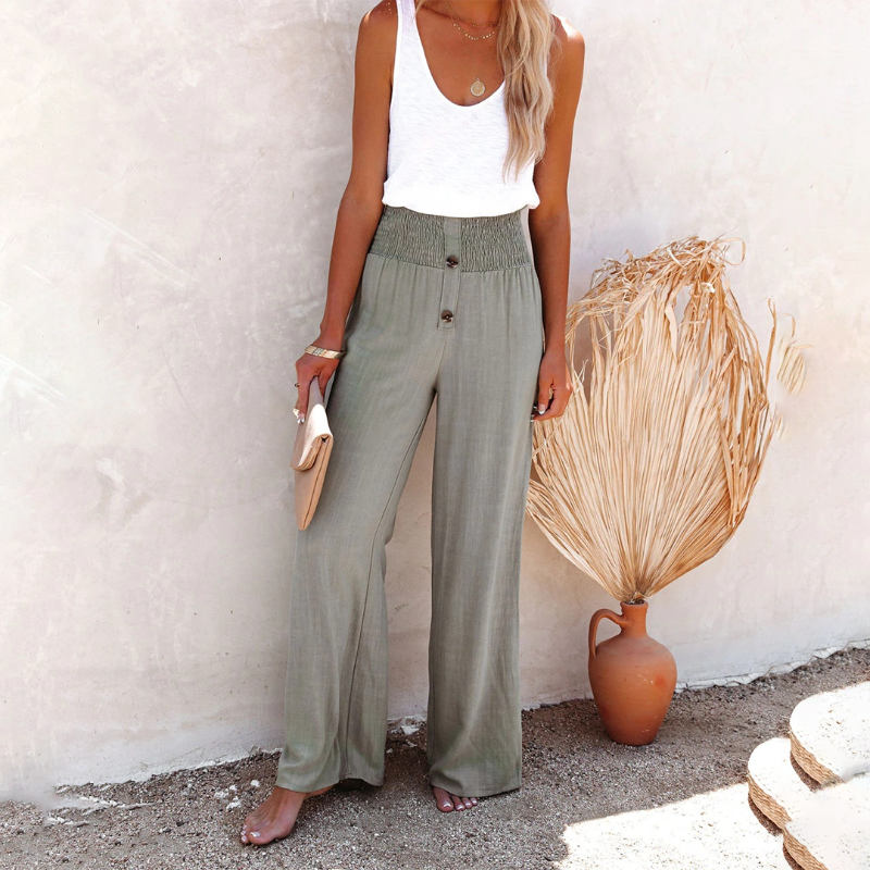 Levoire | Jambes Larges Avec Taille Froncée Coupe Décontractée Taille Haute Vêtements D'Été Gris