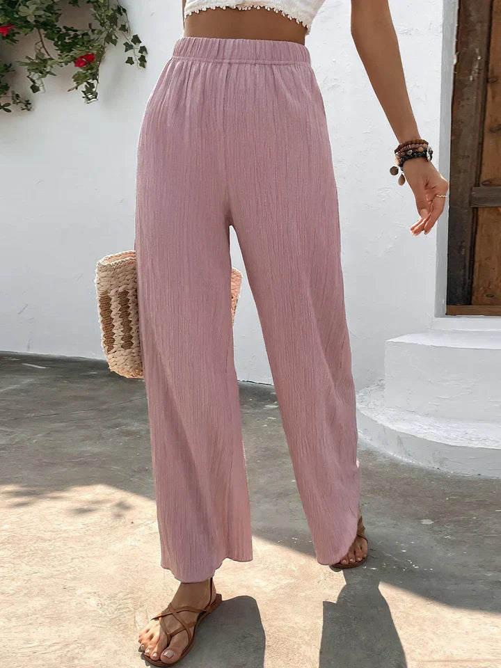 Levoire | Pantalon Palazzo Femmes Taille Haute Élastique Jambes Larges