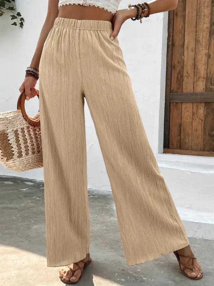 Levoire | Pantalon Palazzo Femmes Taille Haute Élastique Jambes Larges
