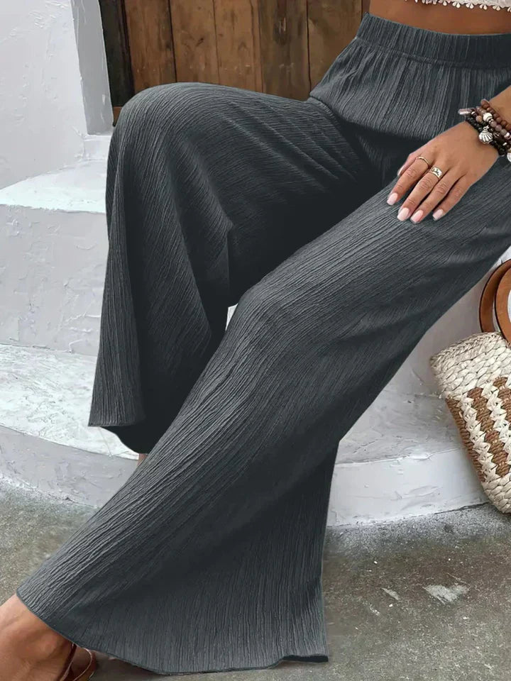 Levoire | Pantalon Palazzo Femmes Taille Haute Élastique Jambes Larges