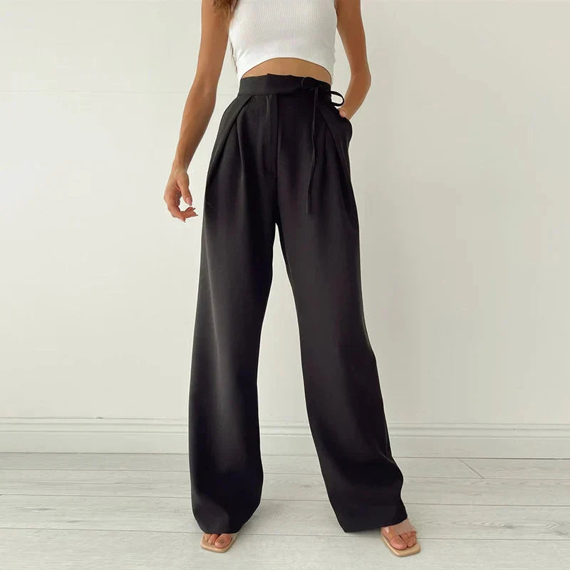 Levoire | Pantalon Large À Taille Haute Pour Femmes À Coupe Ample Noir