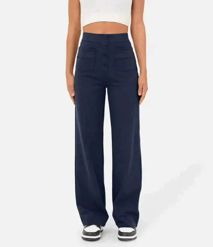 Levoire | Pantalon Femme Stretch Confortable À Taille Haute Weitem Bein