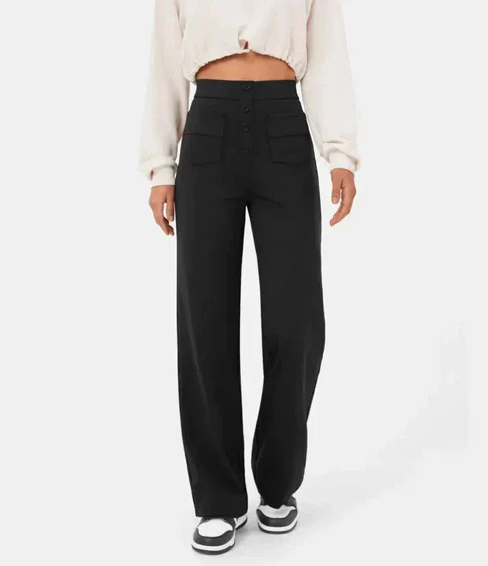 Levoire | Pantalon Femme Stretch Confortable À Taille Haute Weitem Bein