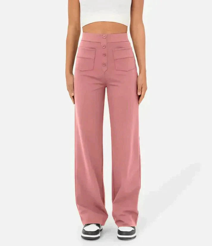 Levoire | Pantalon Femme Stretch Confortable À Taille Haute Weitem Bein