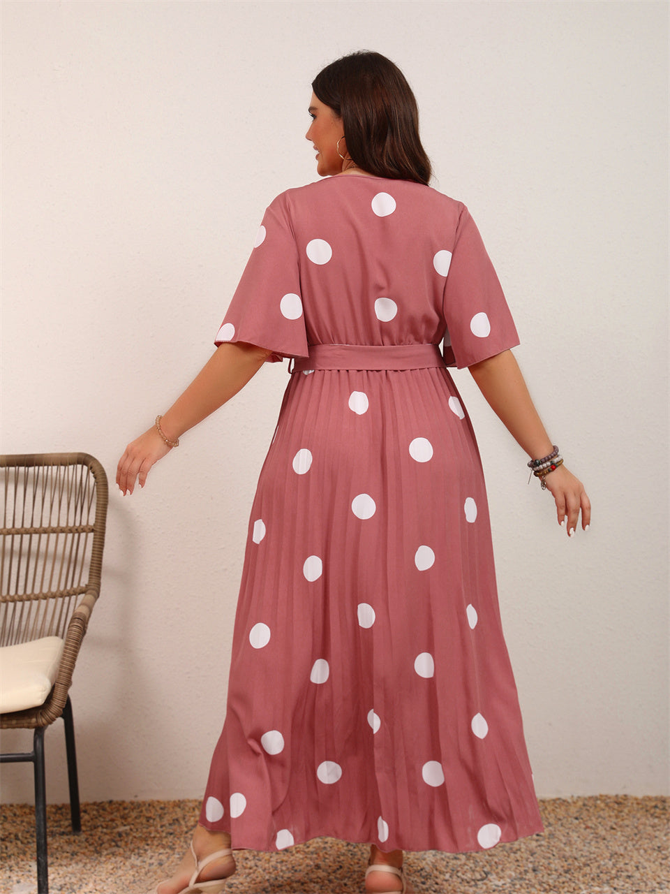 Levoire | Robe Maxi À Pois Élegante Avec Ceinture