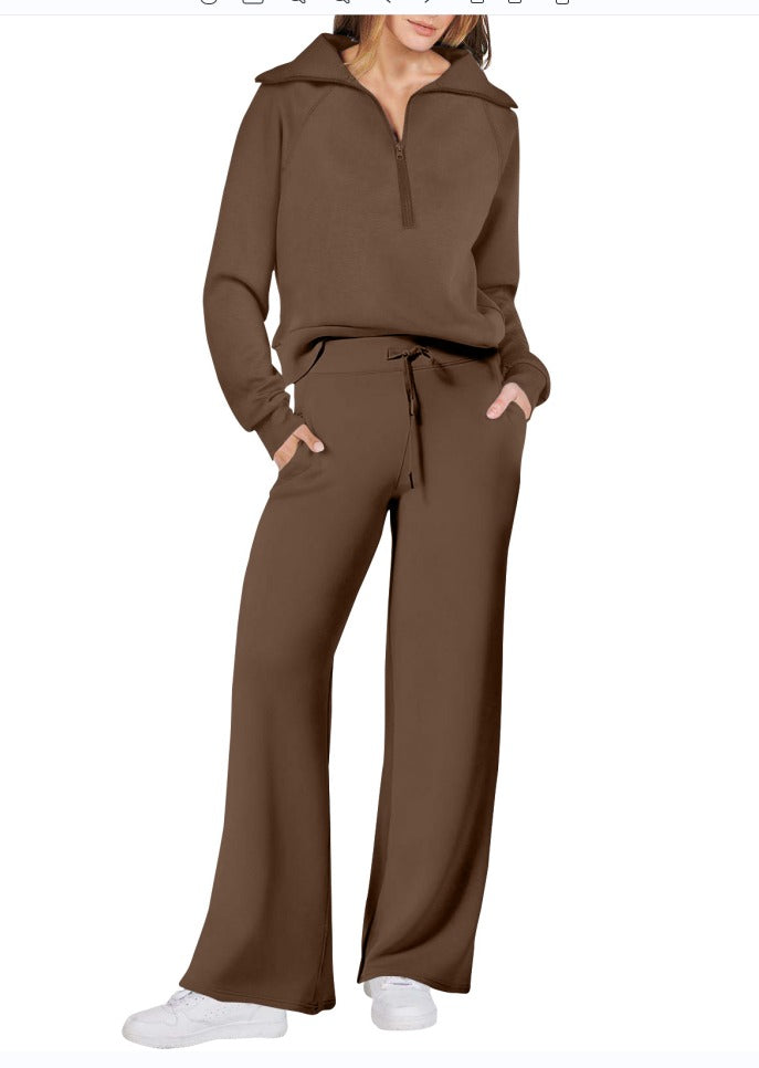 Levoire | Chic Manches Longues Doux Ensemble De Loungewear Braun