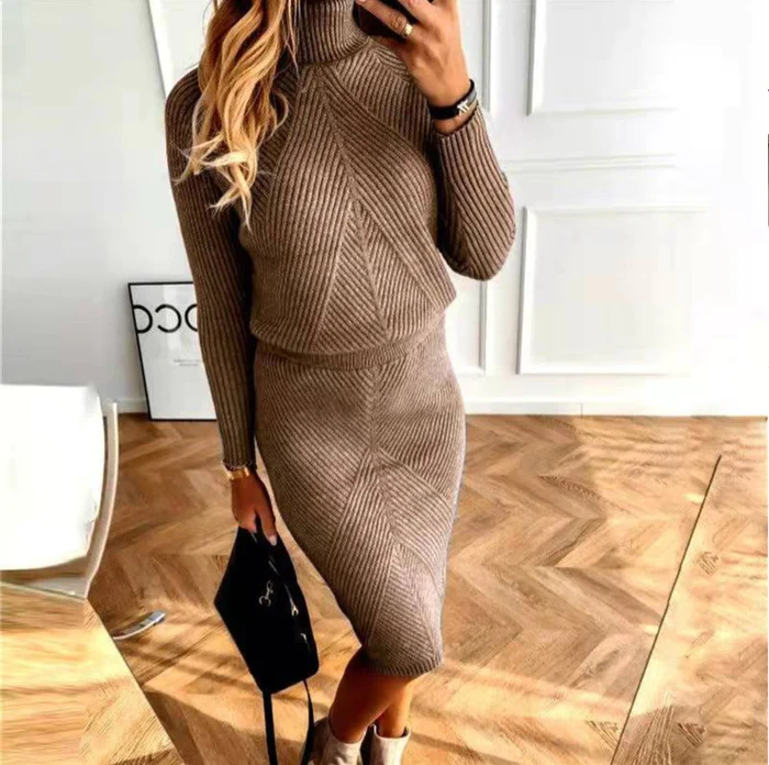 Levoire | Confortable robe pull-over en tricot pour femmes Marron