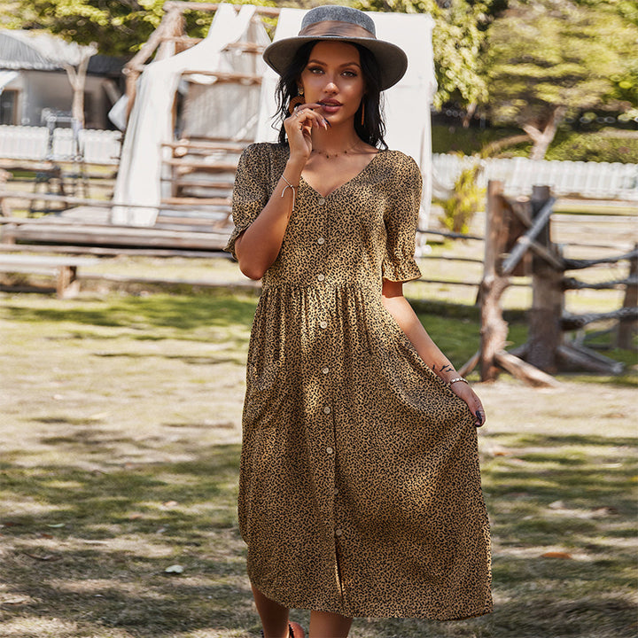 Levoire | Robe Midi Avec Boutons Braun