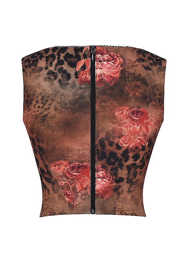 Levoire | Corset Avec Des Fleurs Et Des Motifs Léopard