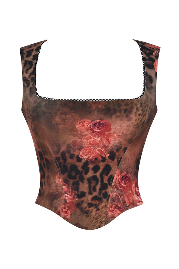 Levoire | Corset Avec Des Fleurs Et Des Motifs Léopard