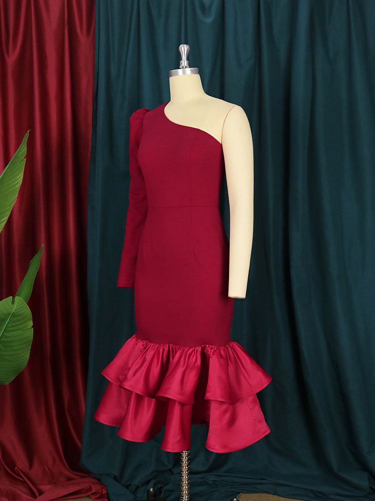 Levoire | Robe Midi Froncée À Manches Longues