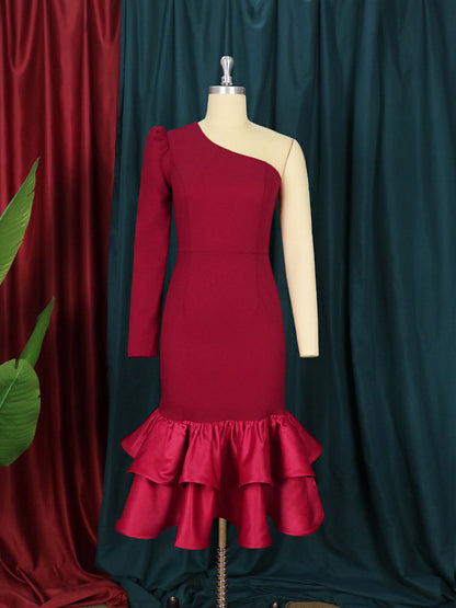 Levoire | Robe Midi Froncée À Manches Longues