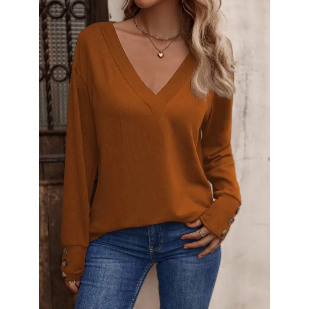 Levoire | V-Décolleté Pull Ample À Manches Longues Braun