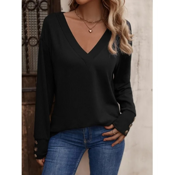 Levoire | V-Décolleté Pull Ample À Manches Longues Noir