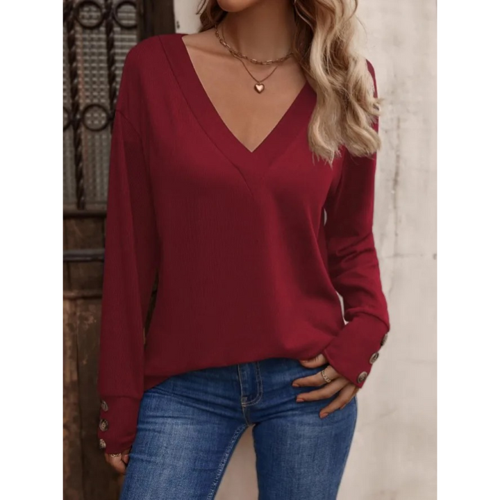 Levoire | V-Décolleté Pull Ample À Manches Longues Rot