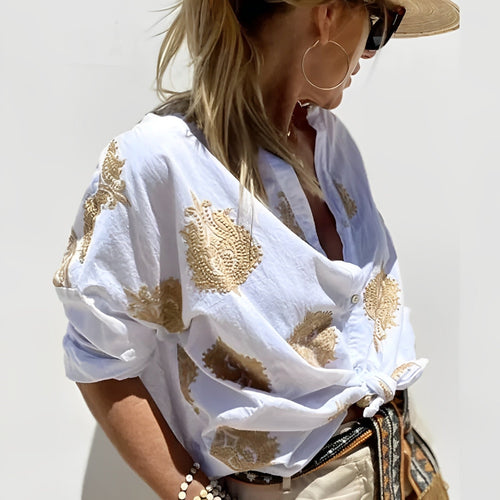 Levoire | Blouse Grande Taille Manches Longues Blouse Boho Tops D'Été Pour Femmes