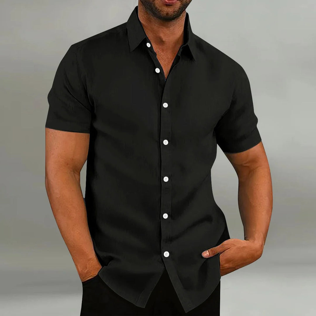 Levoire | Chemise À Manches Courtes Col Vêtements Pour Hommes Noir