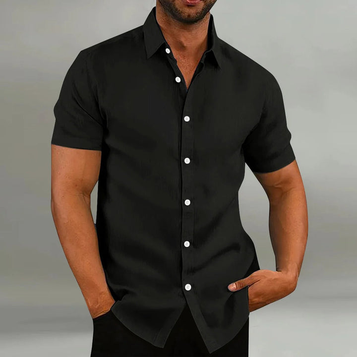 Levoire | Chemise À Manches Courtes Col Vêtements Pour Hommes Noir