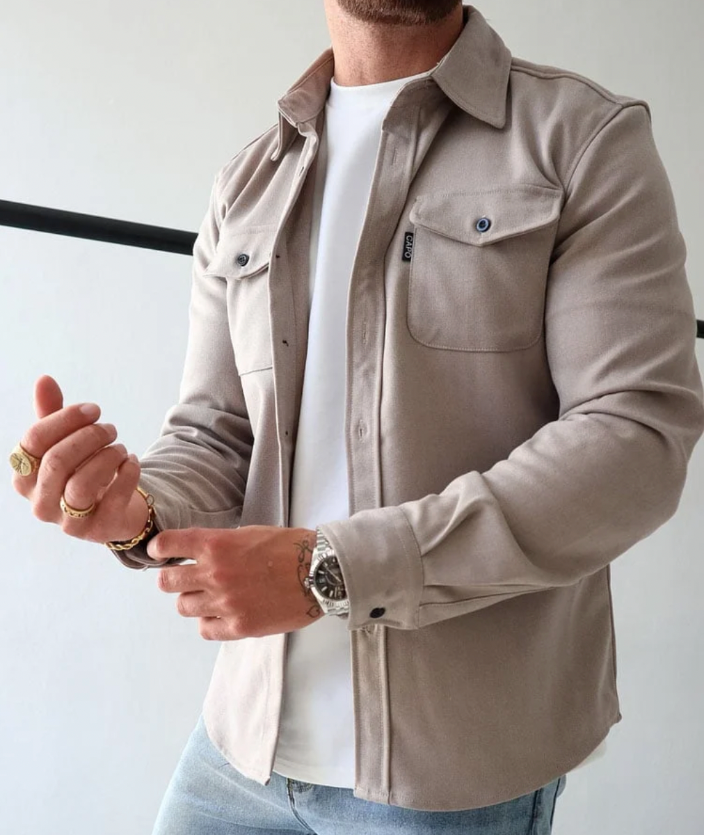 Levoire | Chemise À Manches Longues Col Vêtements Pour Hommes beige