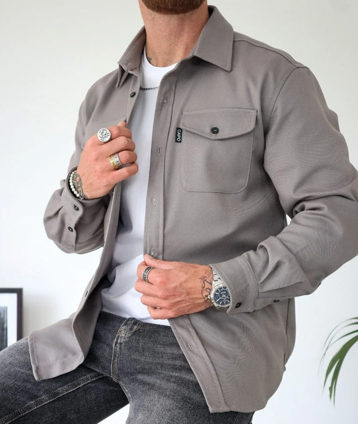 Levoire | Chemise À Manches Longues Col Vêtements Pour Hommes Gris