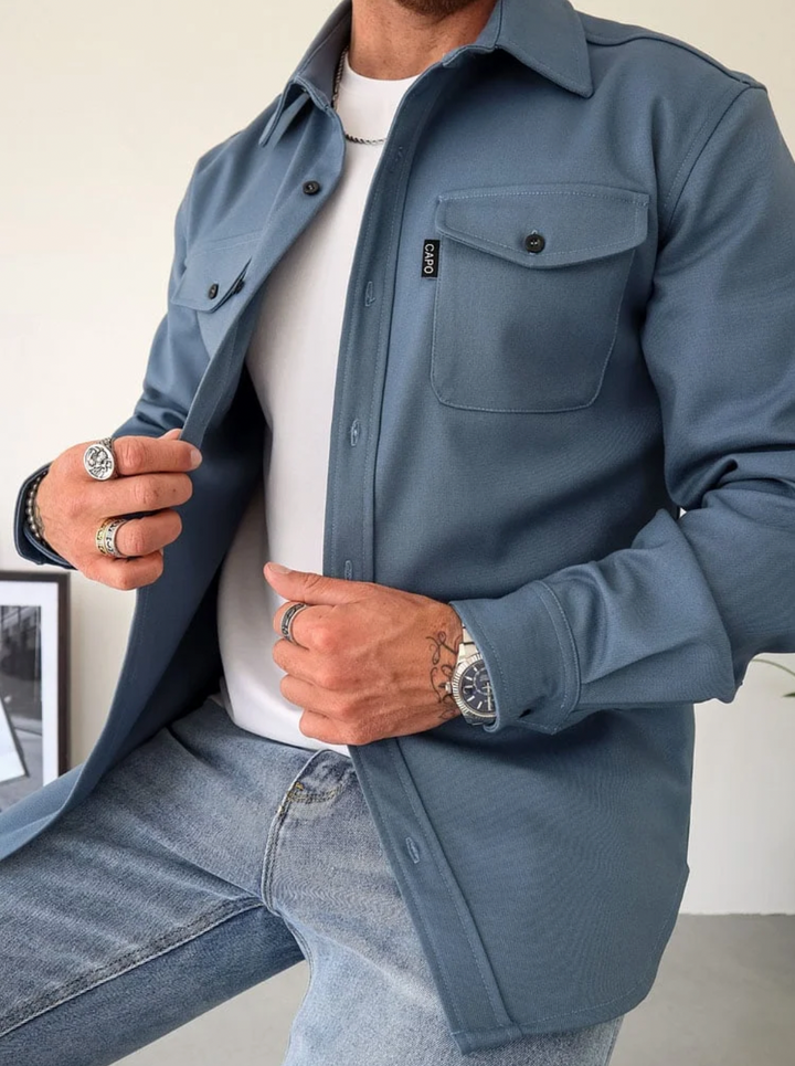 Levoire | Chemise À Manches Longues Col Vêtements Pour Hommes Bleu