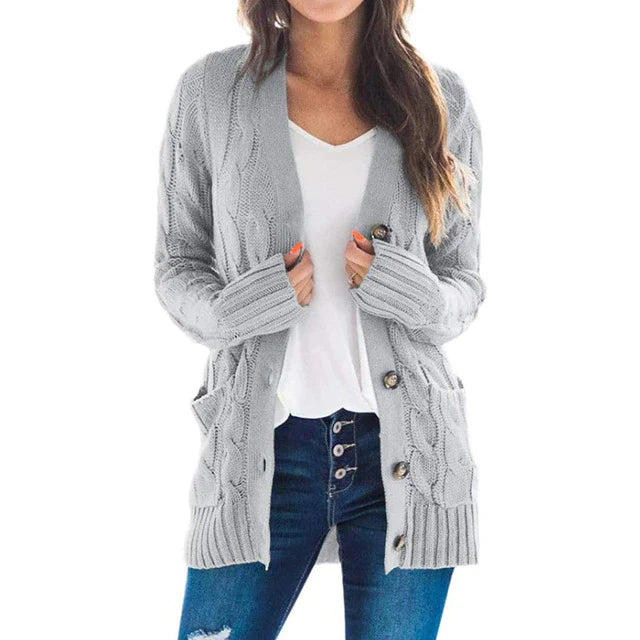 Levoire | Pull À Col Roulé Avec Manches Longues Et Boutons Gris