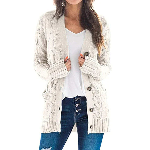 Levoire | Pull À Col Roulé Avec Manches Longues Et Boutons Beige