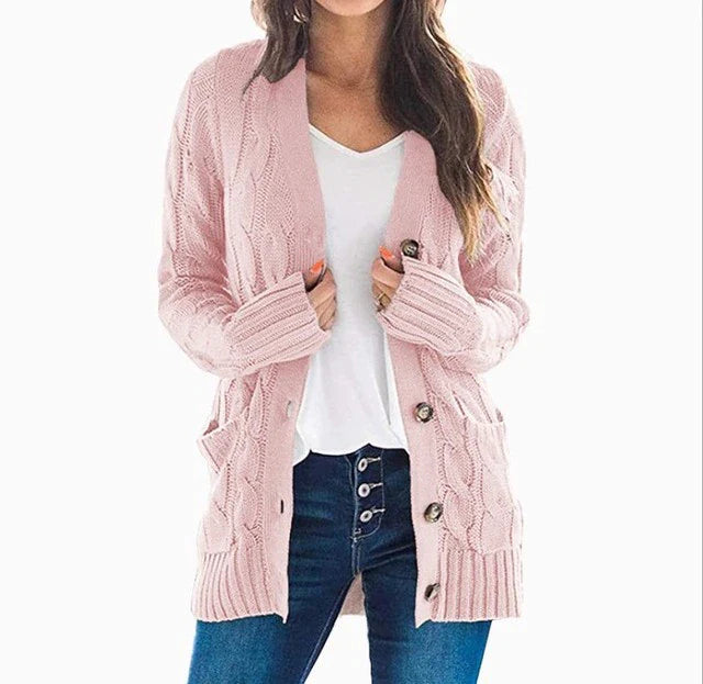 Levoire | Pull À Col Roulé Avec Manches Longues Et Boutons Rosa