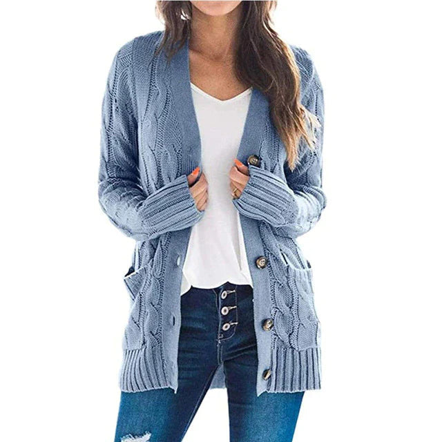Levoire | Pull À Col Roulé Avec Manches Longues Et Boutons Bleu
