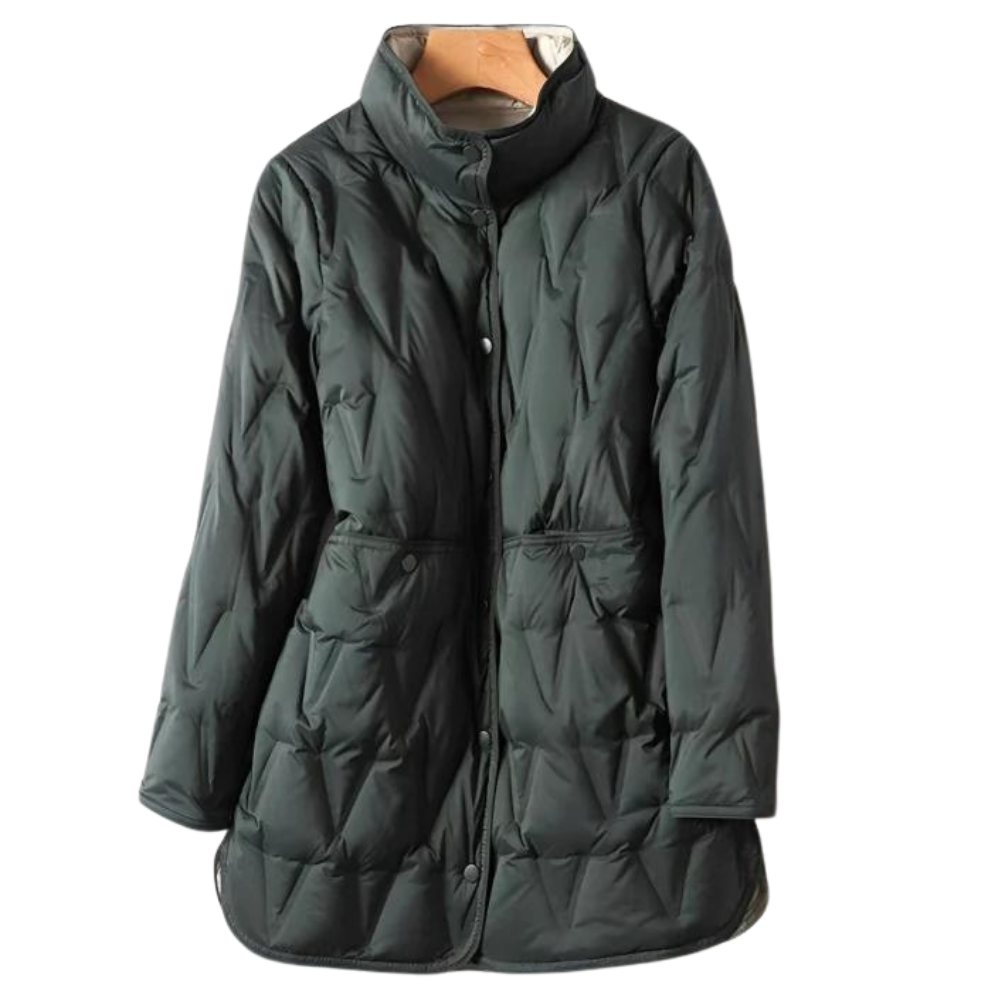 Levoire | Veste en duvet à manches longues avec poches et bouton Vert foncé