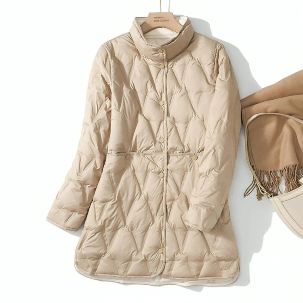 Levoire | Veste En Duvet À Manches Longues Avec Poches Et Boutonnières Beige